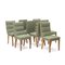 Chairs in Wood and Green Fabric, 1940s, Set of 8 3