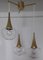 Vintage Kaskadenlampe mit goldenem Metallrahmen & 3 Schirmen aus klarem Glas von Kaiser, 1970er 3