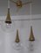 Vintage Kaskadenlampe mit goldenem Metallrahmen & 3 Schirmen aus klarem Glas von Kaiser, 1970er 2
