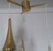 Vintage Kaskadenlampe mit goldenem Metallrahmen & 3 Schirmen aus klarem Glas von Kaiser, 1970er 5