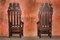 Tall Antique Carved Oak Barley Twist Throne Chairs, Set of 2 15