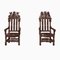 Tall Antique Carved Oak Barley Twist Throne Chairs, Set of 2 1