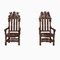 Tall Antique Carved Oak Barley Twist Throne Chairs, Set of 2, Image 1