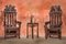 Tall Antique Carved Oak Barley Twist Throne Chairs, Set of 2 4