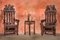 Tall Antique Carved Oak Barley Twist Throne Chairs, Set of 2, Image 4