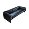 Simone 3-Seater Sofa in Black Leather and Lacquered Wood from Studio Simon, 1975 2