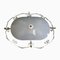 Large Vintage Ceiling Lamp with Cream Painted Wrought Iron Mount, Oval Glass Bowl, 4 Lights and Brass Ball Finial, 1960s, Image 1