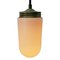 Vintage Industrial White Opaline Glass and Brass Pendant Light 3