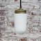 Vintage Industrial White Opaline Glass and Brass Pendant Light 6