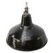 Vintage Dutch Industrial Black Enamel Hanging Lamp 2