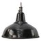 Vintage Dutch Industrial Black Enamel Hanging Lamp 1