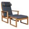 2254 Oak Sled Lounge Chair and Ottoman by Børge Mogensen for Fredericia, 1956,, Denmark, Set of 2 1