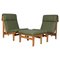 Danish Rag Easy Lounge Chairs in Pine and Fabric by Bernt Petersen, Set of 3 1