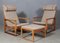 2254 Oak Sled Lounge Chair with Ottoman in Cane by Børge Mogensen for Fredericia, Set of 3 2