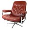 Danish Armchair with Red Leather and Frame of Metal, 1960s, Image 1