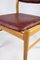 Dining Room Chairs of Oak and Bordeaux Leather, Set of 6 7