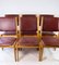 Dining Room Chairs of Oak and Bordeaux Leather, Set of 6 3