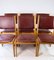 Dining Room Chairs of Oak and Bordeaux Leather, Set of 6, Image 3