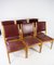 Dining Room Chairs of Oak and Bordeaux Leather, Set of 6, Image 4