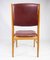 Dining Room Chairs of Oak and Bordeaux Leather, Set of 6 11