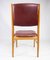 Dining Room Chairs of Oak and Bordeaux Leather, Set of 6, Image 11