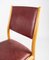 Dining Room Chairs of Oak and Bordeaux Leather, Set of 6 9