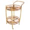 Bamboo and Rattan Round Italian Bar Cart, 1960s 1