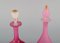 Vases and Two Flacons in Pink Mouth-Blown Art Glass, 1900s, Set of 4 3