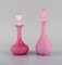 Vases and Two Flacons in Pink Mouth-Blown Art Glass, 1900s, Set of 4 2