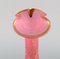 Large Vase in Pink Mouth-Blown Art Glass Decorated with 24 Carat Gold Leaf 4