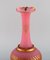 Large Vase in Pink Mouth-Blown Art Glass Decorated with 24 Carat Gold Leaf, Image 5