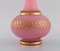 Large Vase in Pink Mouth-Blown Art Glass Decorated with 24 Carat Gold Leaf 6