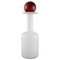 Vase / Bouteille en Verre Artisanal Blanc avec Boule Rouge par Otto Brauer pour Holmegaard 1