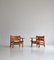 Danish Spanish Lounge Chairs in Oak and Saddle Leather from Fredericia, Set of 2 2