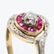 20th-Century Ruby & Diamonds 18 Karat Yellow Gold Swirl Ring, 1950s 4