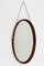 Mid-Century Italian Oval Teak Wall Mirror with Cord Hanging, 1960s 8