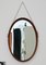Espejo de pared italiano Mid-Century ovalado de teca con cordón colgante, años 60, Imagen 13