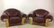 Art Deco Style Wooden and Leather Chairs, 1940s, Set of 2 1