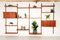 Mueble de pared danés vintage de teca con puertas de persiana, años 60, Imagen 14