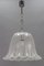 Vintage Bell Shaped Ice Glass and Chrome Pendant Lamp from Hustadt Leuchten 1