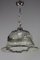 Italienische Glockenförmige Hängelampe aus Eisglas und Chrom 3