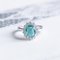 18k White Gold Daisy Ring with Emerald and Diamonds, Image 1