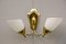 Brass and Glass Two-Arm Sconce, 1950s 2