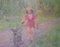 Une Fille et son Chien, Milieu du 20ème Siècle, Pastel à l'Huile Impressionniste, William Mason, 1950 3