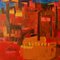 Abstract City Landscape, Late 20th-Century, Acrylic Painting by Amrik Varkalis, 1990s 1