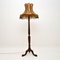 Antique Carved Floor Lamp with Needlepoint Shade, Image 1