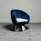 Circular Blue Velvet Lounge Chair, 1970s 1