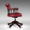 Englischer Vintage viktorianischer Revival Captain's Chair aus Leder, 1960er 4