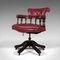 Englischer Vintage viktorianischer Revival Captain's Chair aus Leder, 1960er 3