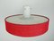 Mid-Century Modern Hanging Lamp in White Glass & Red Fabric, 1960s 9